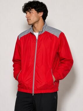 Adidas Golf Mens Size 2XL Red Full Zip Windbreaker Jacket A18331 Lightweight